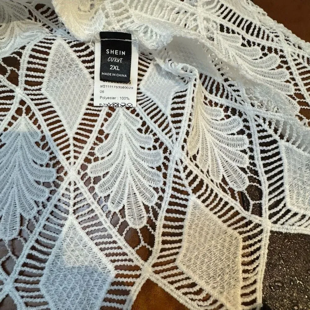 NWT Shein Curve Lace Crocheted Swim coverup 2XL